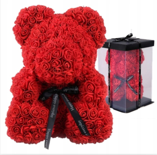 Medvedík s ružami 40cm ČERVENÝ + GiftBox