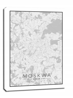 Moskovská mapa čiernobiela - obrázok na plátne