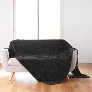 Prikrývka na posteľ - Douceur prikrývka d'intérieur polyester 220 x 180 cm čierna
