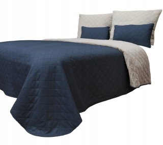 Prikrývka na posteľ - Slepý kontrast polyester 200 x 160 cm odtiene modrej farby, odtiene šedej