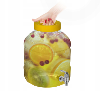 Nerozbitná dóza S kohútikom 8L pije limonádu