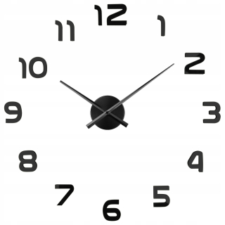 Hodiny - Moderné nástenné hodiny 3D black DIY 70 - 130 cm