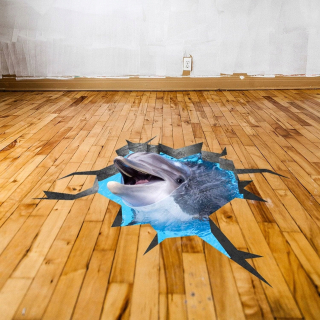 Nálepka na stenu 3D efekt delfín 240x147 vľavo