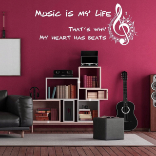 Hudba na stenu je môj život vinyl 500x203