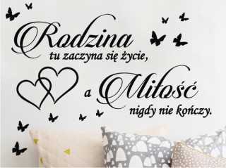 Nápis nápisu na stenu Rodina Láska 120x60 cm