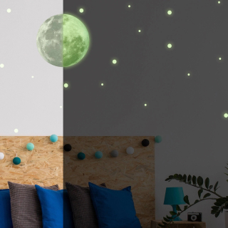 Nálepka na stenu Winyl Moon 20 Stars Lumi 220 cm