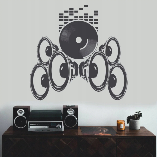 Nálepka na stenu Winyl Reproduktory DJ 180x172