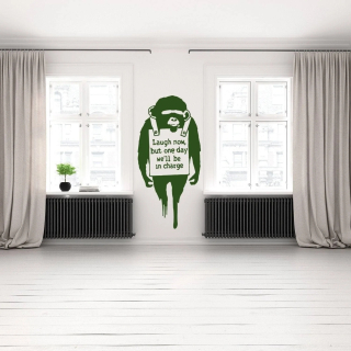 Nálepka na stenu Winyl Banksy Laugh Ape 78x160