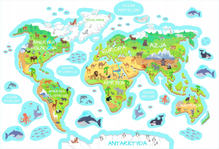 Poli-Tradeer Sticker World Map pre deti 68x100 cm