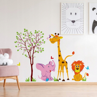 Nástenná maľba na nástennú nálepku IntheJungle Kids 299x248