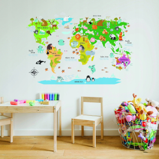 Nálepka na stenu Dziewięcią World Map World 500x337