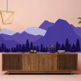 Nálepka na stenu modré hory vinyl 220x71