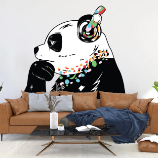 Panda slúchadlá 420x287 Nálepka na ľavú stenu