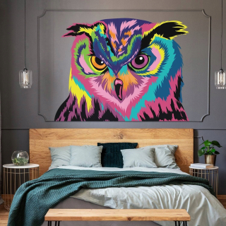 Nálepka na stenu Winyl Colorful Owl 220x167