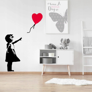 Balón s nálepkou na stenu Winyl Heart 231x340
