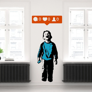 Winyl Banksy Crying Boy No Likes Sticker 63x140