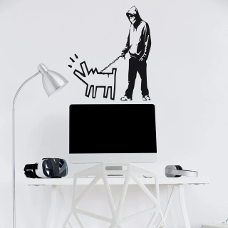 Vinylová nálepka BANKSY Muž venčenie psa 180x200
