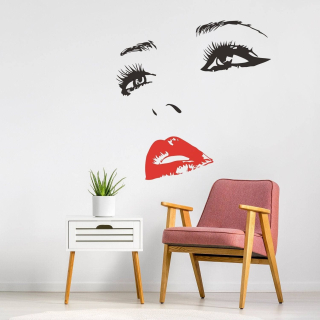Ženská tvár vinylovej nálepky pre interiér 368x380