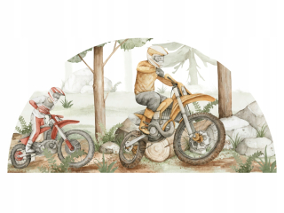 Nálepky na stenu prechádzajú motorky pre chlapcovu izbu