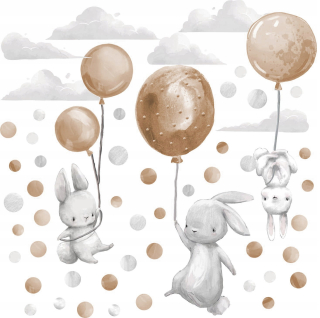 Bunny nástenné nálepky a béžové balóny