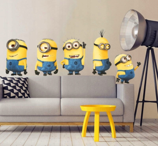 Nástenné nálepky cestovná taška Minionki 3d xxl