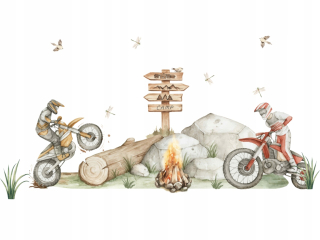 Nálepky na stenu pre deti Motory Cross XL