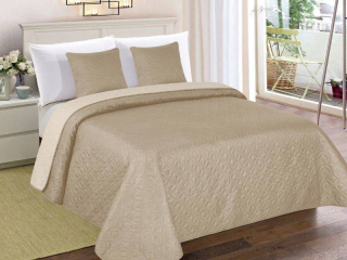Prikrývka na posteľ - Euromat Polyester 240 x 220 cm lôžko, krém, hnedé odtiene