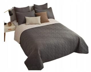Prikrývka na posteľ - Bedspread Polyester Bed 220 x 180 cm krém, odtiene šedej
