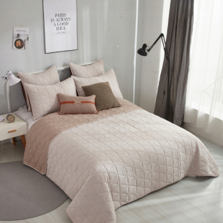 Prikrývka na posteľ - Béžový béžový polyester Bedspread Polyester 240 x 220 cm
