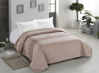 Prikrývka na posteľ - Deplikácia ameliahome mikrovlákna 200 x 220 cm béžová, odtiene šedej