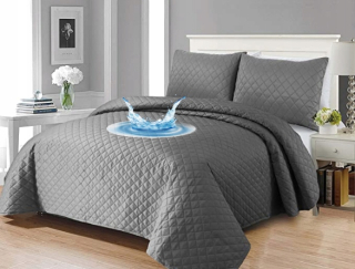 Prikrývka - Polyesterový prehoz na posteľ 220 cm x 200 cm odtiene sivej