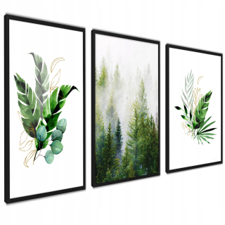 Moderné maľby plagáty botaniky lesné triptych xl