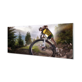 Obrázok akrylové sklenené bicykle Mountains Clouds 125x50 cm