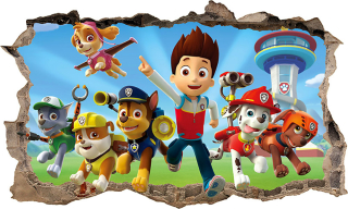 Nálepka na stenu - Nálepka s plagátom Paw Patrol 3D Xxl+