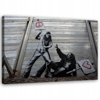 Obrázok na plátne Banksy Street Art Gray 100x70