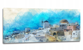 Obrázok biele tyrkysové panoráma 150x60 maľby plátno