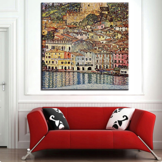 Obrázok Gustav Klimt Malcesine Lake Domki 80x80