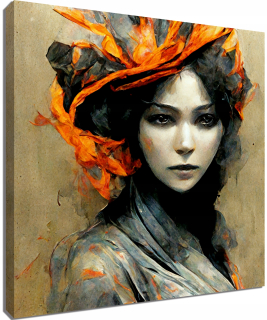 Picture Woman v plameňoch a dyme - 60 x 60 cm