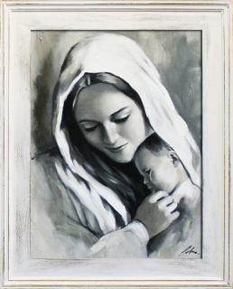 Obrázok Božieho matky s dieťaťom, ropné plátno 53x64
