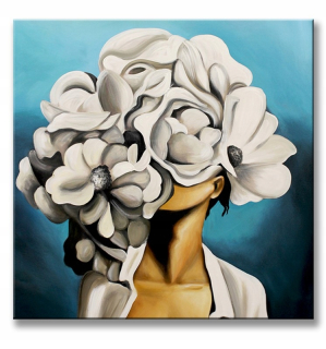 Picture Oil Hand -maľovaná žena kvety 100x100