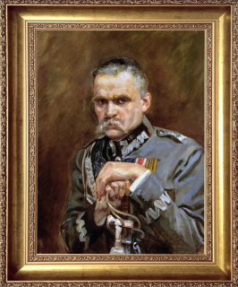 Olejomaľba 72x62 Portrét maršálov Piłsudski Rama