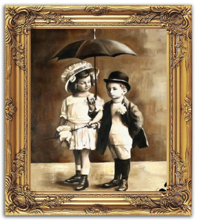 Olejová maľba detí olej retro plátno 53x64