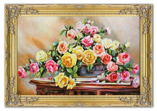 Olejový obraz ručne -maľované kvety plátno 75x105