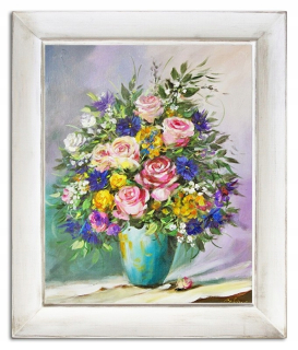 Olejomaľba maľovaná kvety 61x71