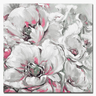 Olejomaľba maľovaná kvety pastely 60x60