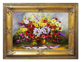 Olejomaľba maľované kvety plátno 90x120
