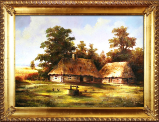Picture Krajina - Cottage Village Oil Copy Copy Canvas 63x84