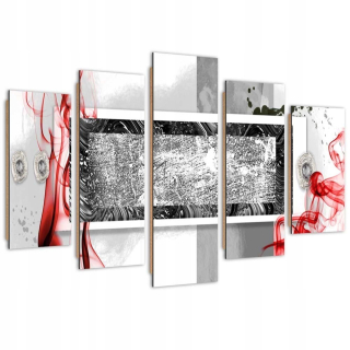 Päť -časový panel obrázkov Deco, výbuch červenej