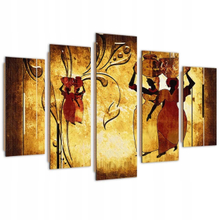 Päť -časový panel obrázkov Deco, Africké ženy