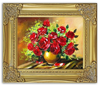 Obrázok ruky -maľované kvety ruže oleje 30x35